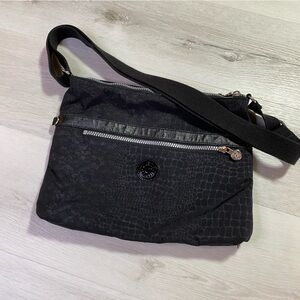 Kipling Black Croc Embossed Crossbody Handbag